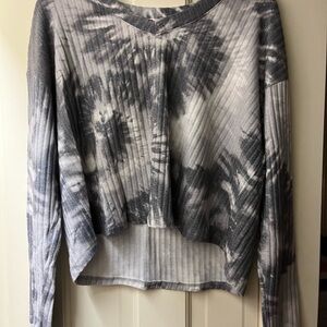 Crave Fame Gray Tie-Dye Ribbed Top